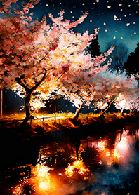 Beautiful night cherry blossoms#1852