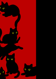 Black Cat Holiday9 on red & beige