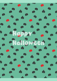 ハロウィン　かぼちゃのシルエット 青緑