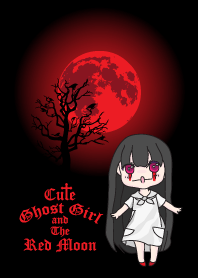 Cute Ghost Girl and The Red Moon