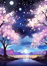 Beautiful night cherry blossoms#774