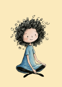 Hand-Drawn Curls & Pastel Blue