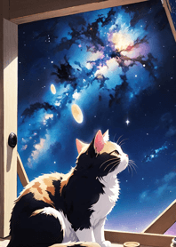 夜の月と星の猫 20251d