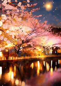 Beautiful night cherry blossoms#208