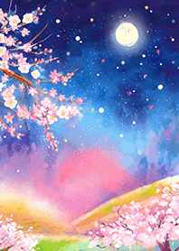 Beautiful night cherry blossoms#2352