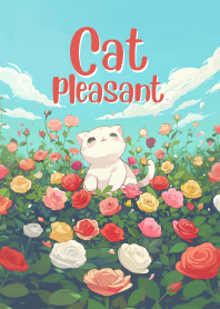 cute cat in rose flower farm_5