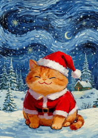 Christmas cat ( van Gogh style)
