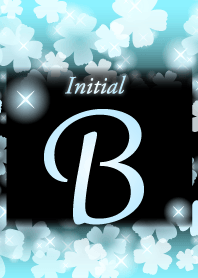 【B】イニシャル❤️お花-水色×黒-