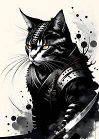 Ink wash cat samurai b63aaf