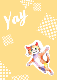 Naughty cats2 on brown & yellow