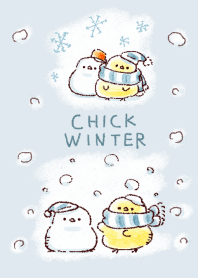 simple chick winter white blue.