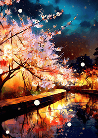 Beautiful night cherry blossoms#1297