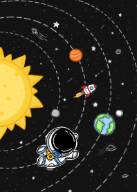 Solar System and Little Astronaut
