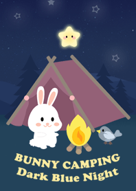 Bunny Camping Dark Blue Night &Star