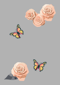 Butterflies fluttering on white