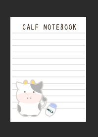 CALF NOTEBOOKj-CHARCOAL GREY