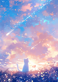 絕美星空下の白貓❤