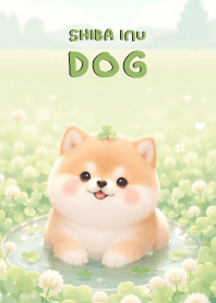 Lovely Shiba Inu In Green Clover