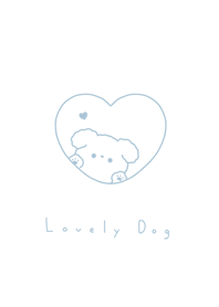 dog in heart/white aqua