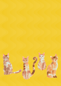 Cat siblings on yellow