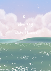 blue sky and white flowers