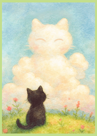 Illustration-Black Cat and Cloud 1J