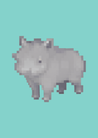 Rhinoceros Pixel Art Theme  Green 07