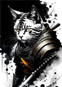 Ink wash cat samurai 9Da38b