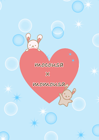 兔子MOMO & MOKO-可愛的心（藍色）
