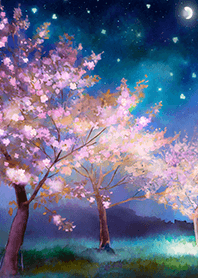 Beautiful night cherry blossoms#1548