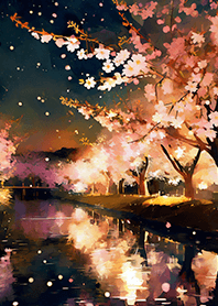 Beautiful night cherry blossoms#1504