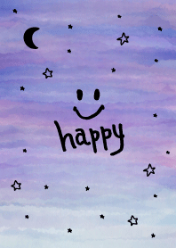 Watercolor night star and moon smile17