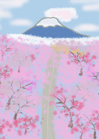 富士山系列-美麗的櫻花和富士山