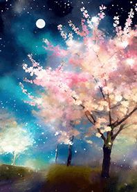 Beautiful night cherry blossoms#1334