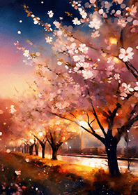 Beautiful night cherry blossoms#374