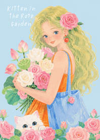 Kitten in the Rose Garden