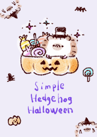 simple hedgehog Halloween purple white.
