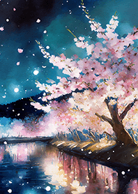 Beautiful night cherry blossoms#1144