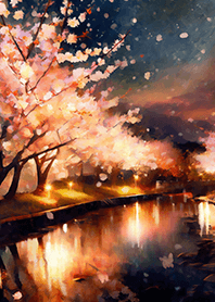 Beautiful night cherry blossoms#1560