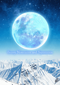 Snowy Mountains and Supermoon from Japan