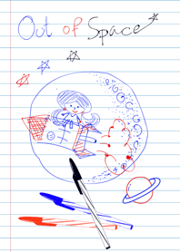 Red Blue Black pen Out of space