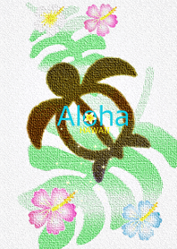 油絵♡幸運のホヌ*ハワイ＊ALOHA+206