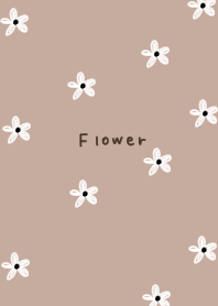 Beige small white floral pattern.