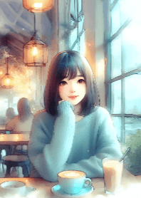 可愛的女孩和咖啡V.35