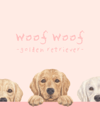 Woof Woof-Golden retriever-FLOWER PINK