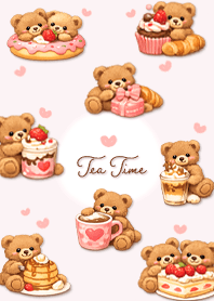 もふもふテディのティータイム（ピンク）