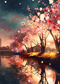 Beautiful night cherry blossoms#2342