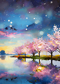 Beautiful night cherry blossoms#1029