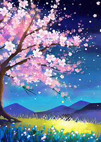 Beautiful night cherry blossoms#883