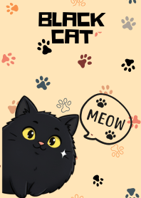 노란 눈의 둥글둥글 검은 고양이